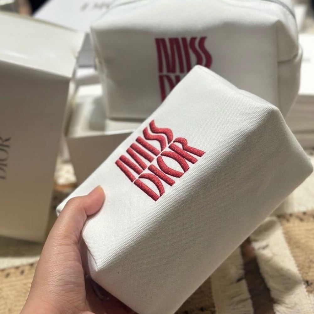 Dior Canvas Pouch – “Miss Dior” Embroidered Logo